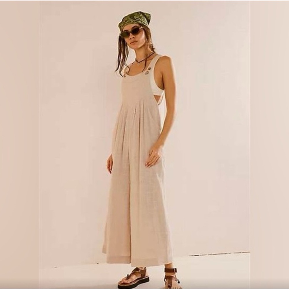 Free people sun drenched overalls- Sand color